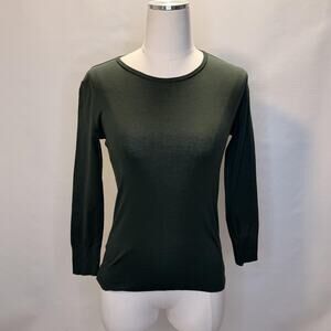 Ralph Lauren Sweater Womens Medium Green Mercerized Cotton Crewneck Pullover